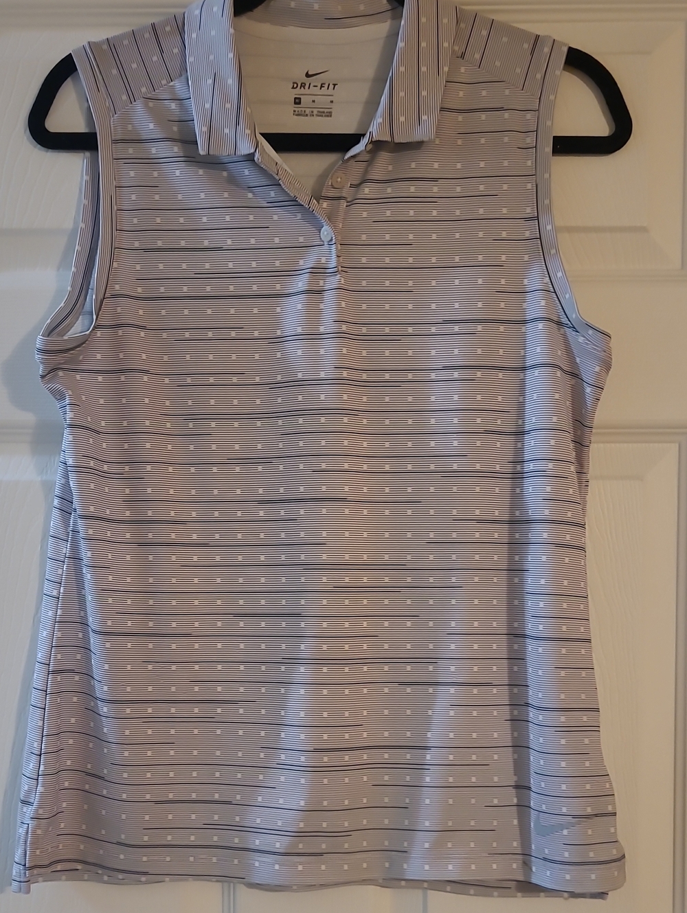 Nike Sleeveless Dri-FIT Polo Tank in Light Grey Stripe